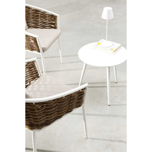Tavolino rotondo da giardino FARO in alluminio bianco verniciato a polvere, Ø50 cm