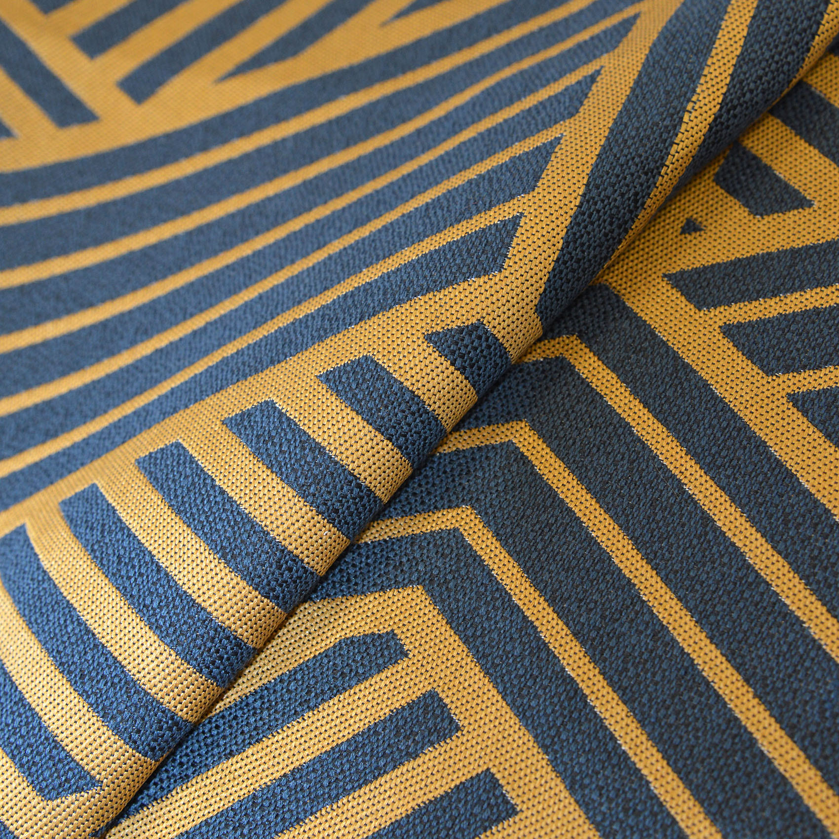 Tissu jacquard  -  - Effet graphique - Bleu