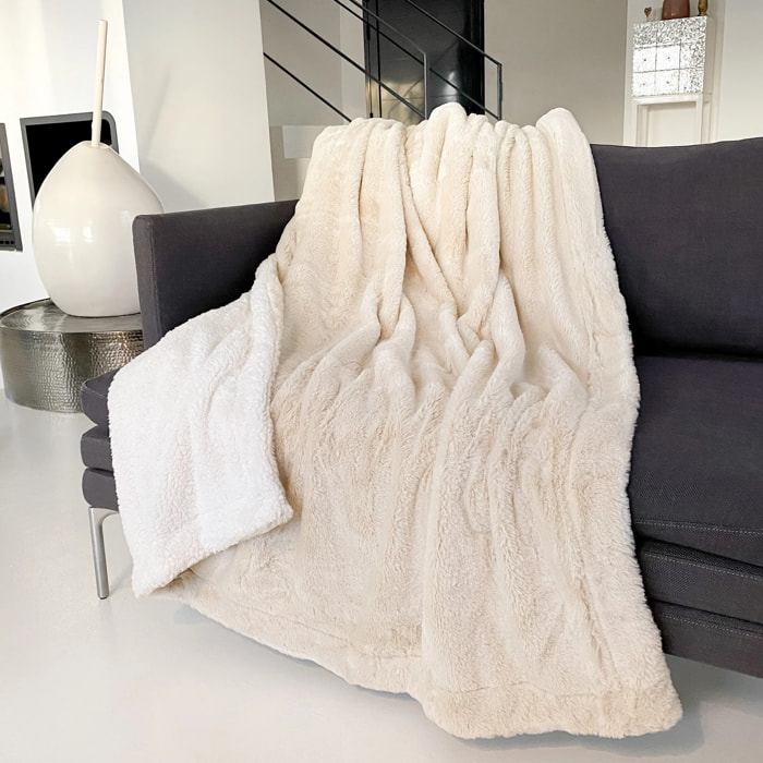 Plaid imitation "Lapin" - Cocoon Beige Clair - 130x170cm - 610g/m²