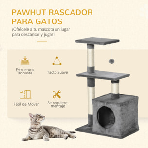árbol Rascador para Gatos de Felpa y Sisal 50x30x80cm Gris