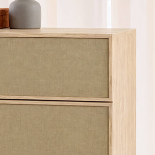 Chiffonnier décor bois et tissu 4 tiroirs KUBA