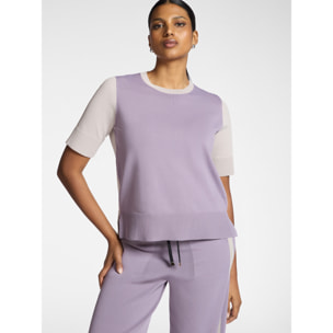 Elena Mirò - Camiseta de mezcla de viscosa de manga corta - Violeta