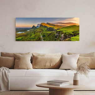 Tableau panoramique route de montagne falaises vertes Toile imprimée