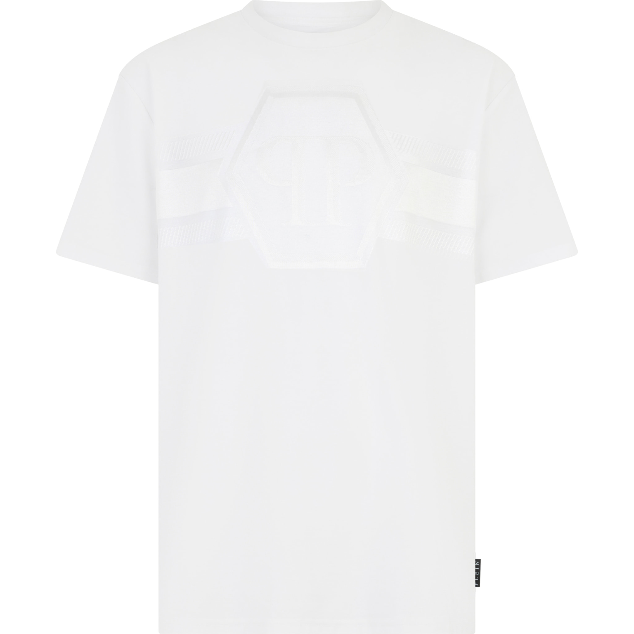 PHILIPP PLEIN Round Neck T-Shirt Jacquard Hexagon Line
