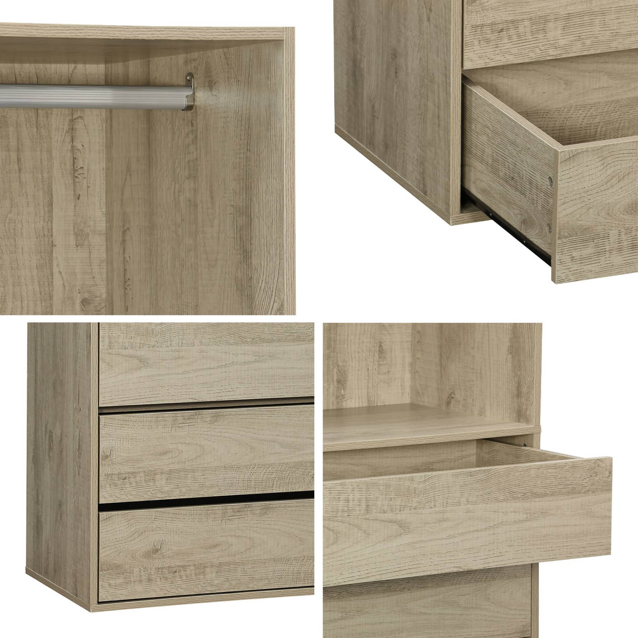Module dressing décor bois 4 tiroirs 1 penderie MODULO