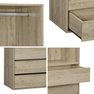 Module dressing décor bois 4 tiroirs 1 penderie MODULO