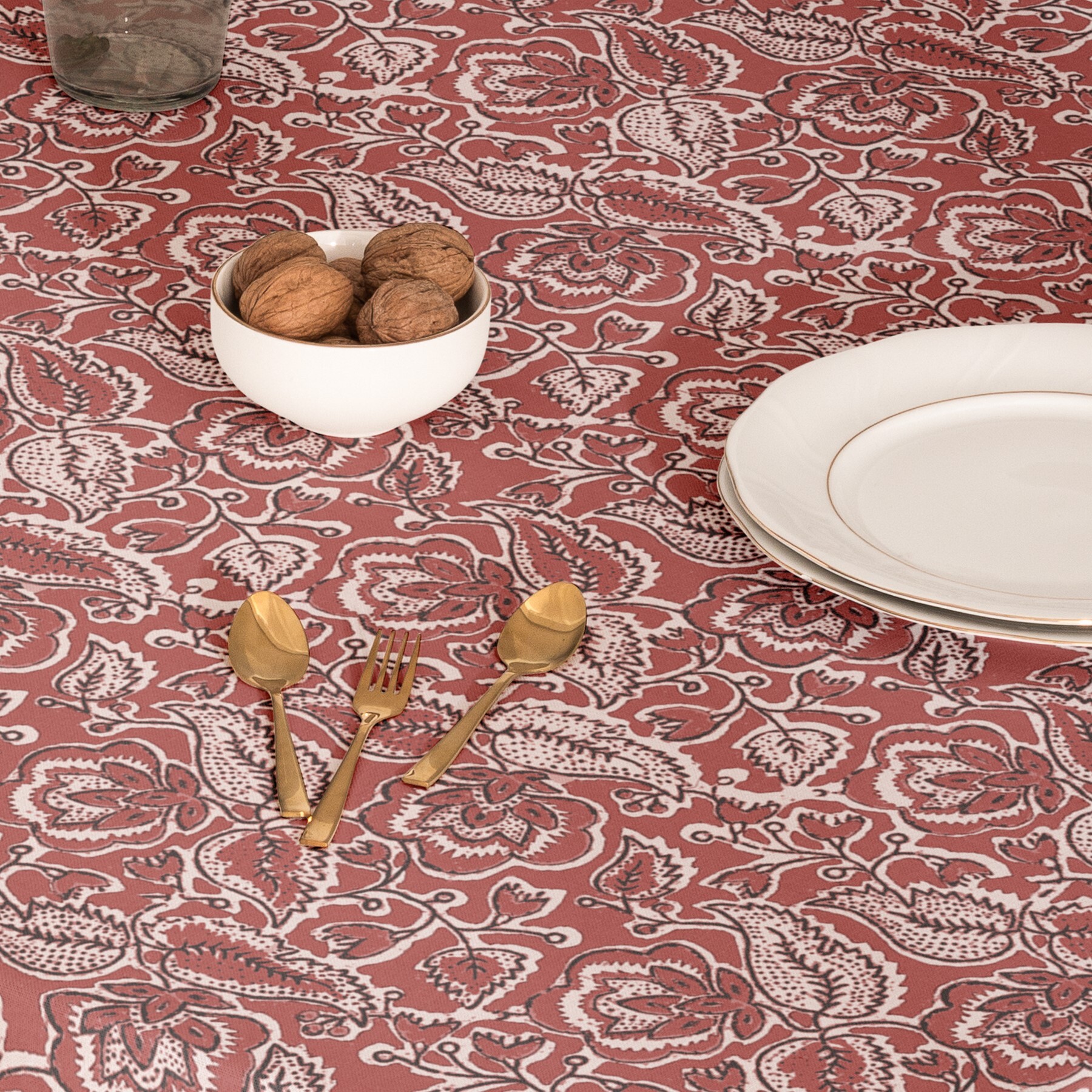 Mantel estampado antimanchas SHERPA TERRACOTA