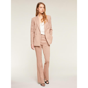 Motivi - Pantaloni lurex fit aderente con linea flare - Beige