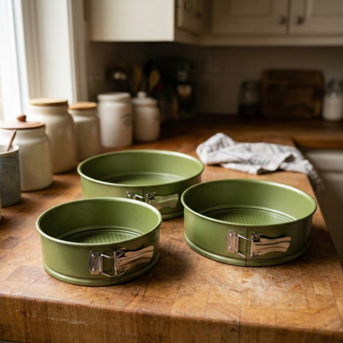 Set de 3 moules à manqué à charnière 20 cm 24 cm et 26 cm Zenker Green Vision
