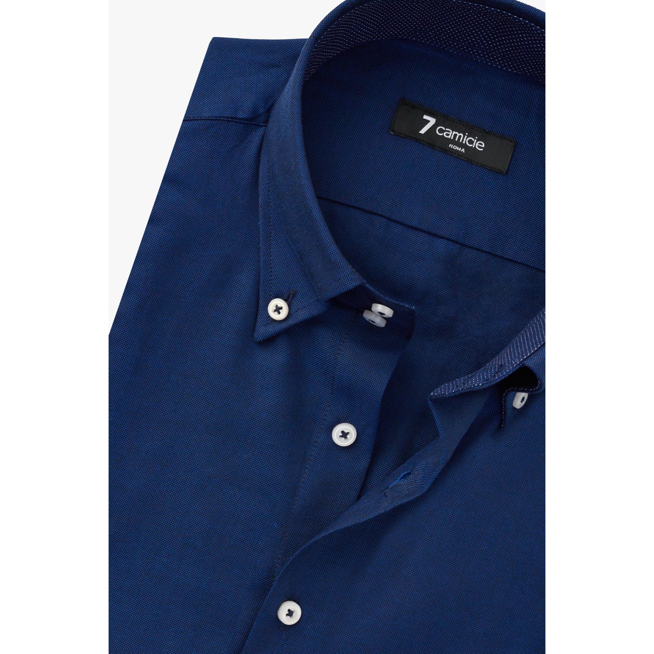 Camicia Uomo 2 Bottoni Button Down Slim Oxford unito Blu