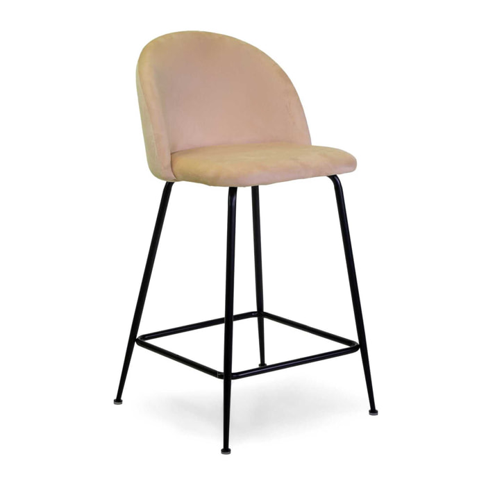 Sgabello Sammi Vacchetti in velluto crema con struttura nera cm44x48h91