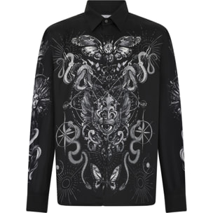 PHILIPP PLEIN Silk Shirt All-Over Tattoo