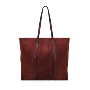 Maxi bolso de hombro burdeos en serraje piel