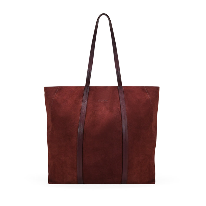 Maxi bolso de hombro burdeos en serraje piel