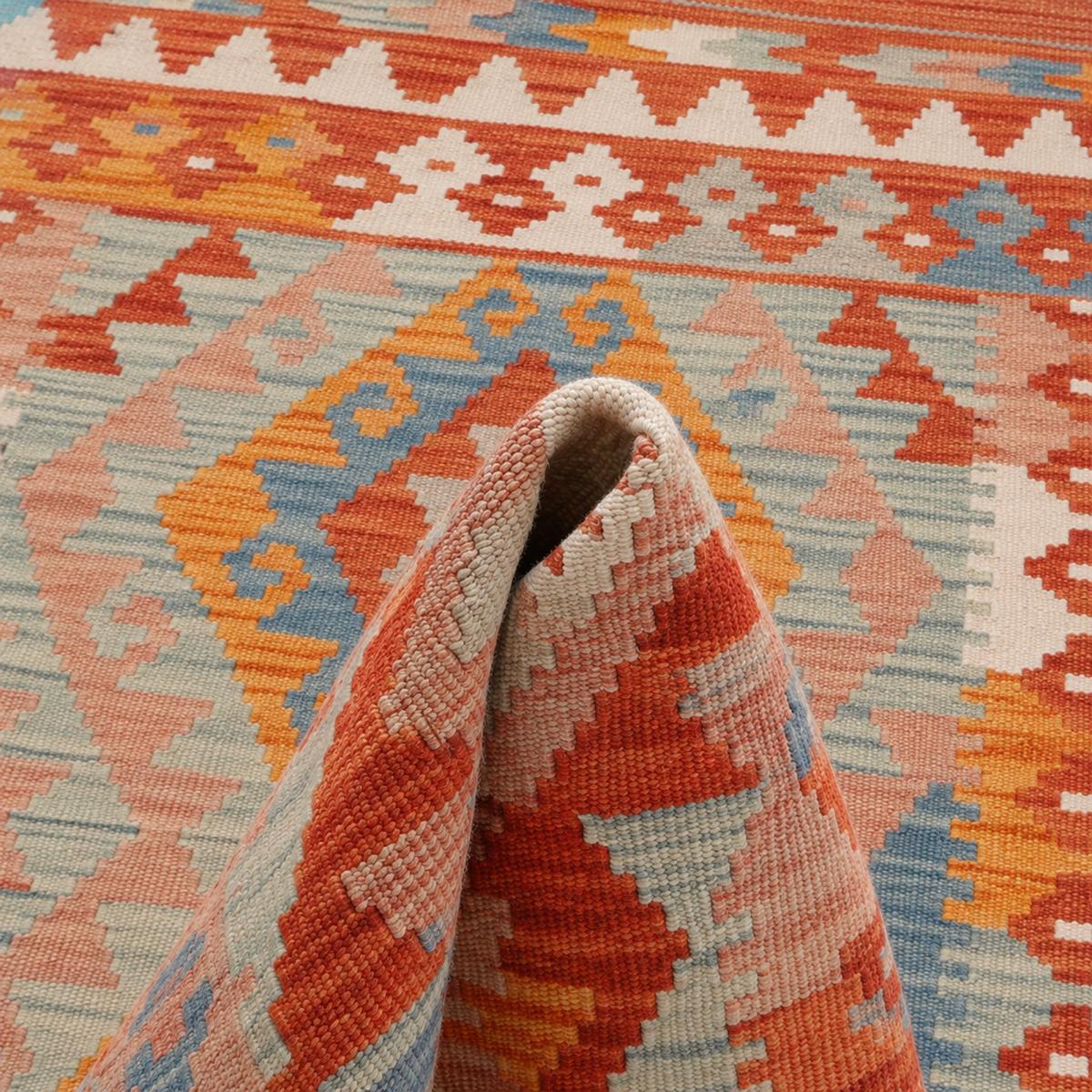 Tapis kilim au motif ethnique, tissé plat artisanal, VEROS