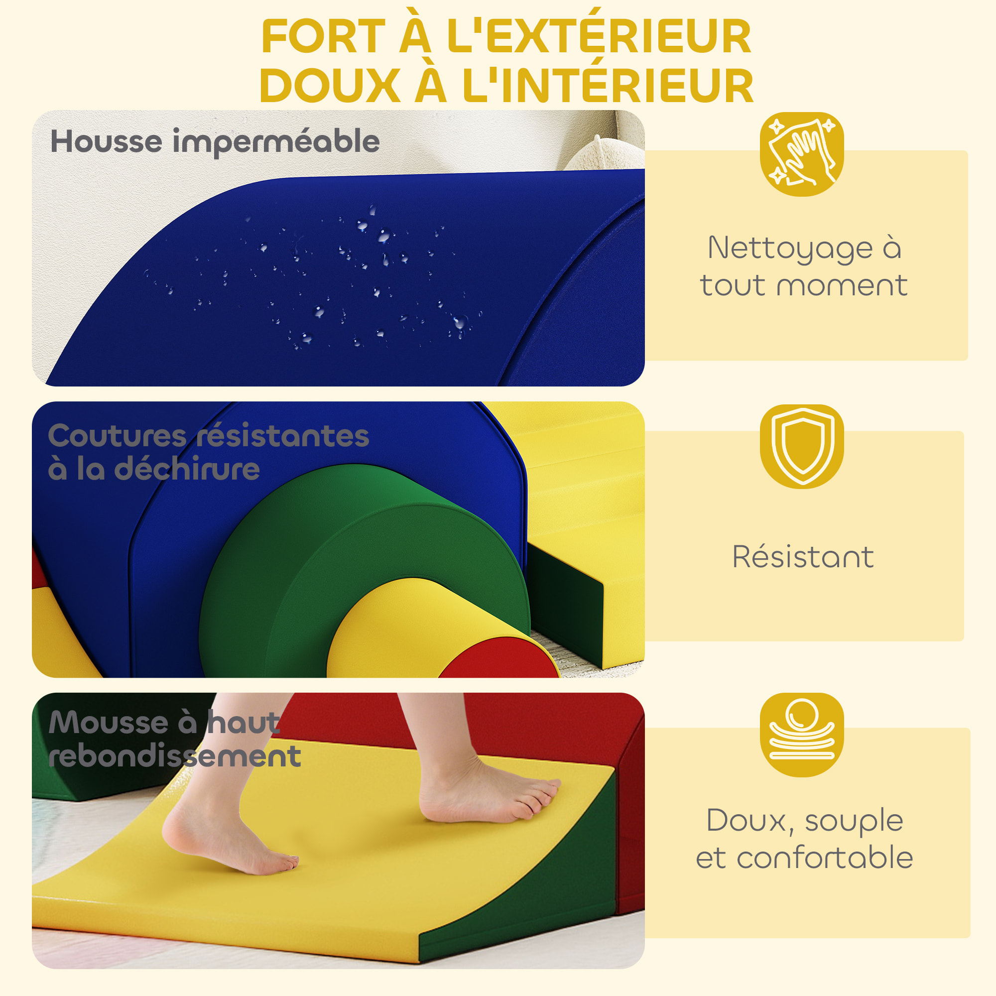 5 blocs de construction en mousse XXL - modules de motricité - certifiés normes EN71-1-2-3 - multicolore