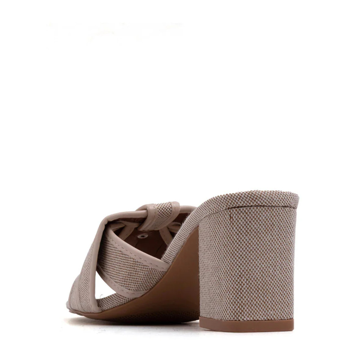 Sabot texture-cross con tacco quadrato - BEIGE