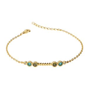 Bracciale con Elemento Texture Corda e Cubic Zirconia Blu, Verdi e Bianche