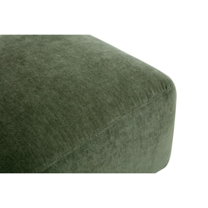 Pouf repose pieds en tissu effet velours vert kaki JOYA