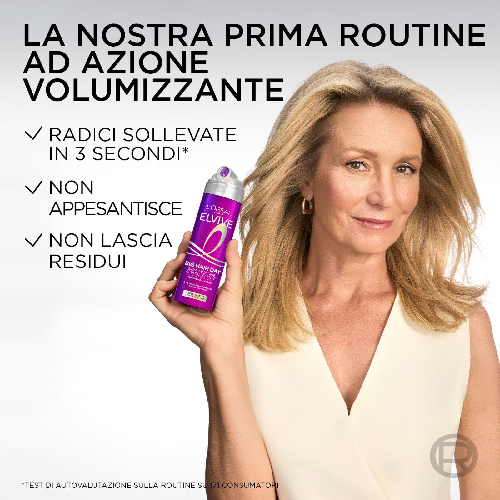 Spray Capelli Volumizzante Rivitalizzante Elvive Big Hair Day 72H per Capelli Piatti con Peptidi di Collagene 200ml