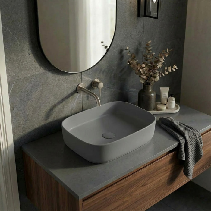 Vasque à poser rectangulaire 50 x 37,5 x 13,5 cm sans trop-plein gris mat PixL (CEPX4937GRM)