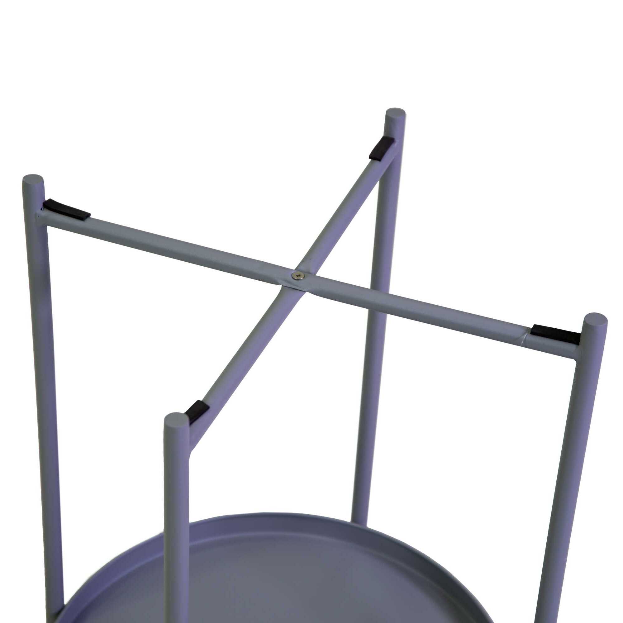 Tavolino Vacchetti in metallo grigio tondo a 2 piani cm ø40h50