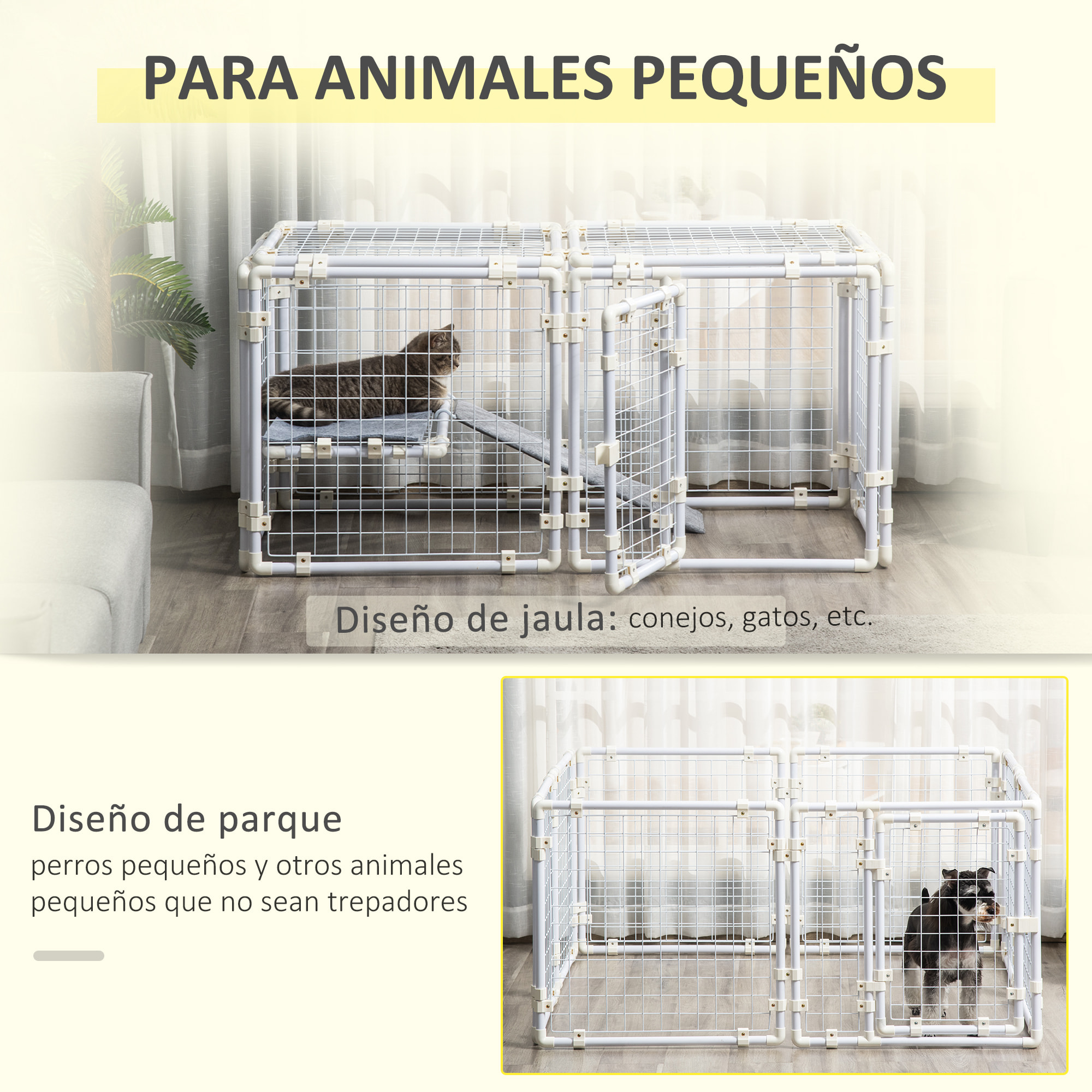 Valla Metálica para Mascotas 9 Paneles Puerta con Pestillo Rampa 68x68x2,5cm