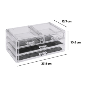 Boîte à bijoux 4 tiroirs Transparent Selena