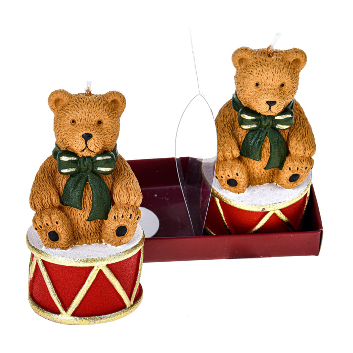 Cand. Orsetti Natalizi 2 Pz H. - Pezzi 2 - Colore Rosso - 15x11,5Hx7,5cm - Bianchi Dino