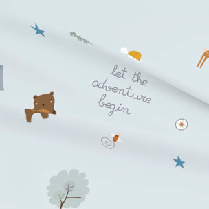 Juego de Sábanas Estampadas - Infantil - Incluye 1 Funda de Almohada - 100% Algodón - Aventura Bosque Reverso