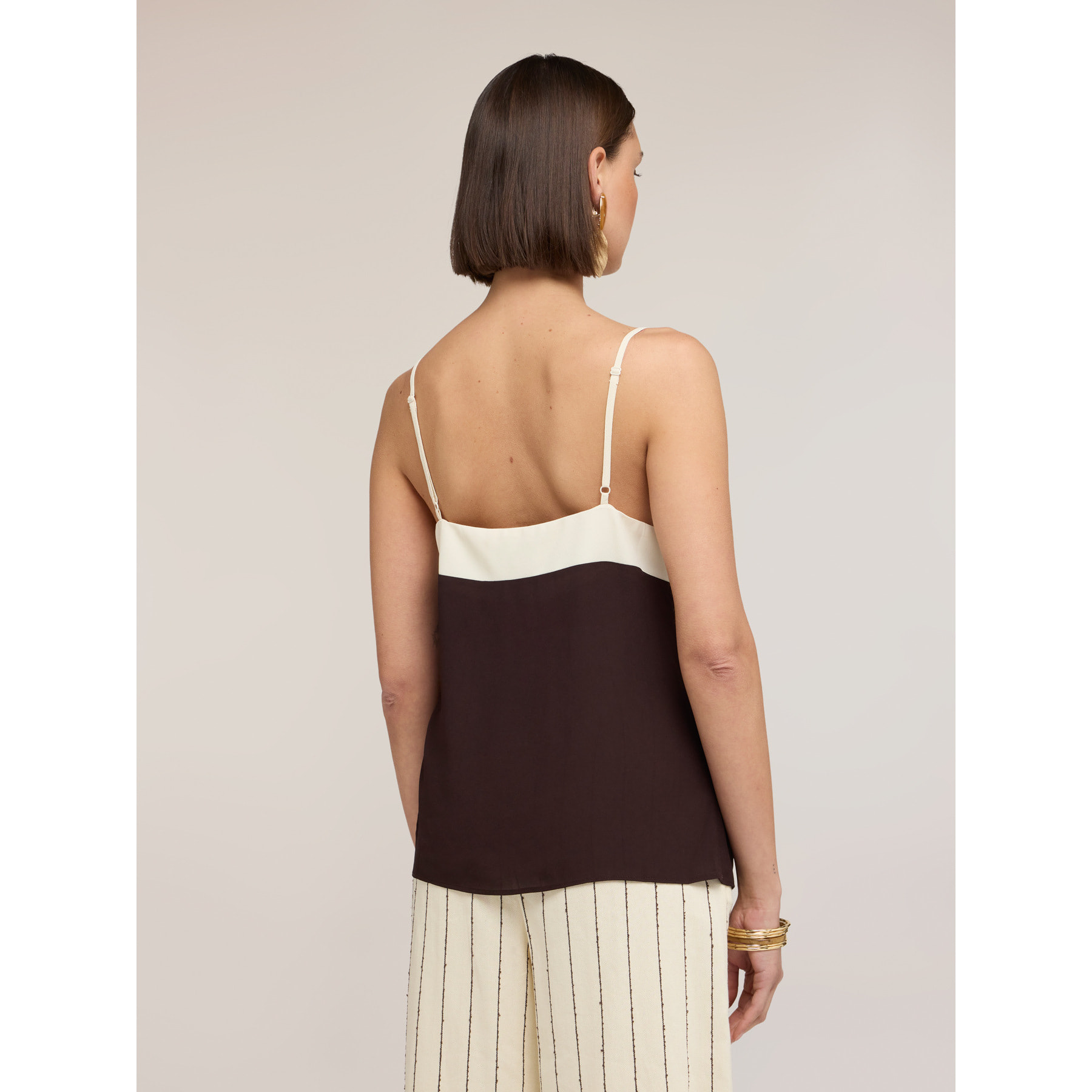 Motivi - Top in crêpe de chine The Tailoring Lab - Marrone