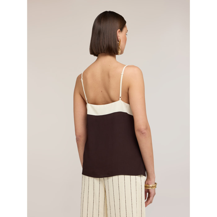 Motivi - Top in crêpe de chine The Tailoring Lab - Marrone