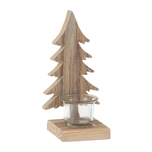 J-Line bougeoir Sapin de Noël - bois - brun - 2 pcs