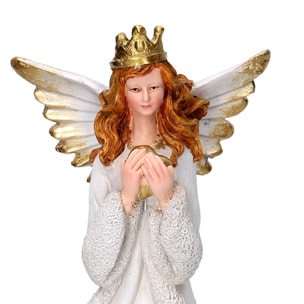 Angelo in resina oro con led cm14,5x14,5h31