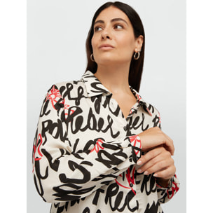 Fiorella Rubino - Camisa de raso con logo estampado - Negro