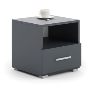 Comodino moderno Emi in grigio con maniglia in alluminio