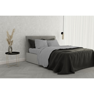 COMPLETO LETTO SATIN STRIPES RASO DI POLIESTERE MADE IN ITALY- MATRIMONIALE GRIGIO