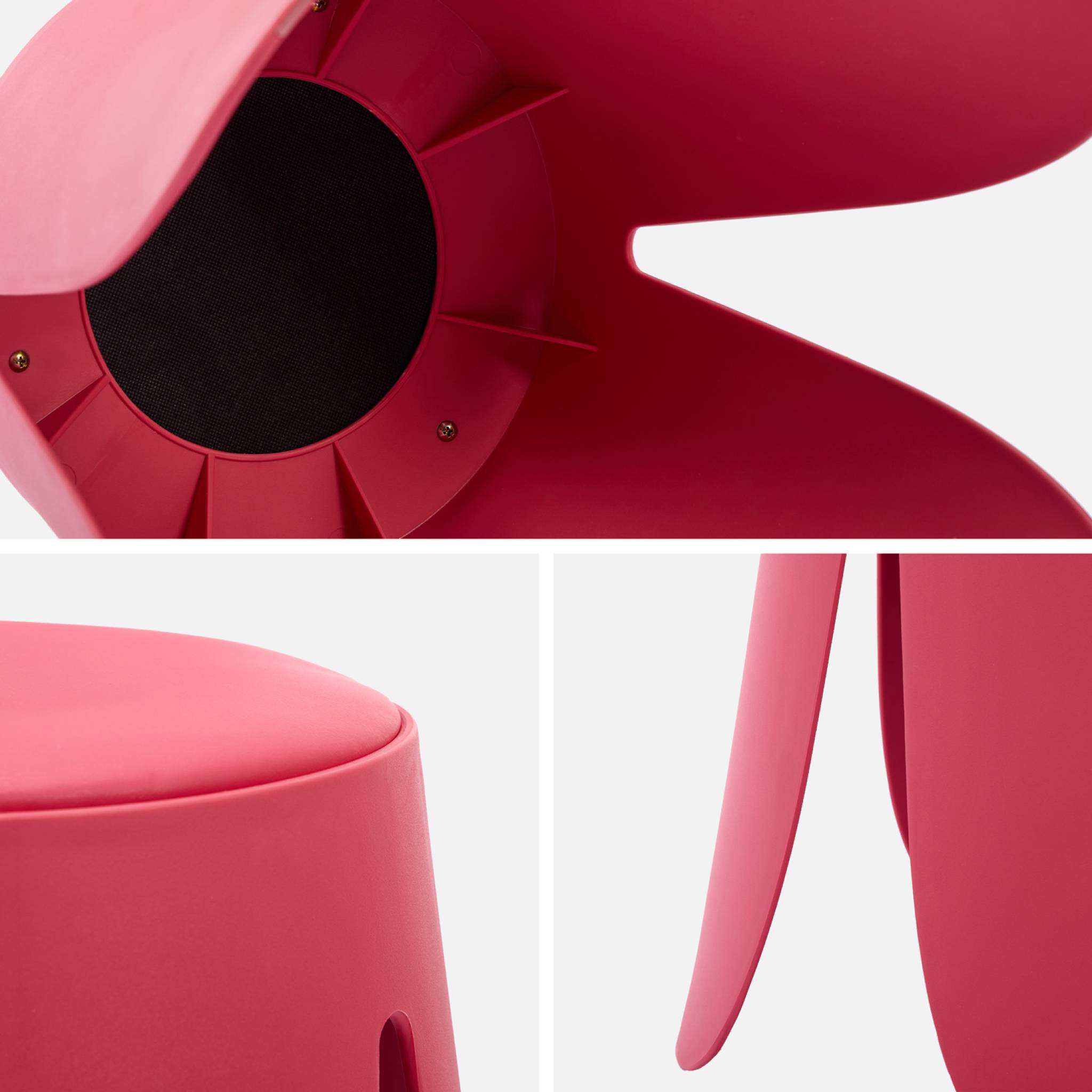 Set de 4 tabourets empilables simili cuir rose. Niki Ø30 / 44 x H46cm