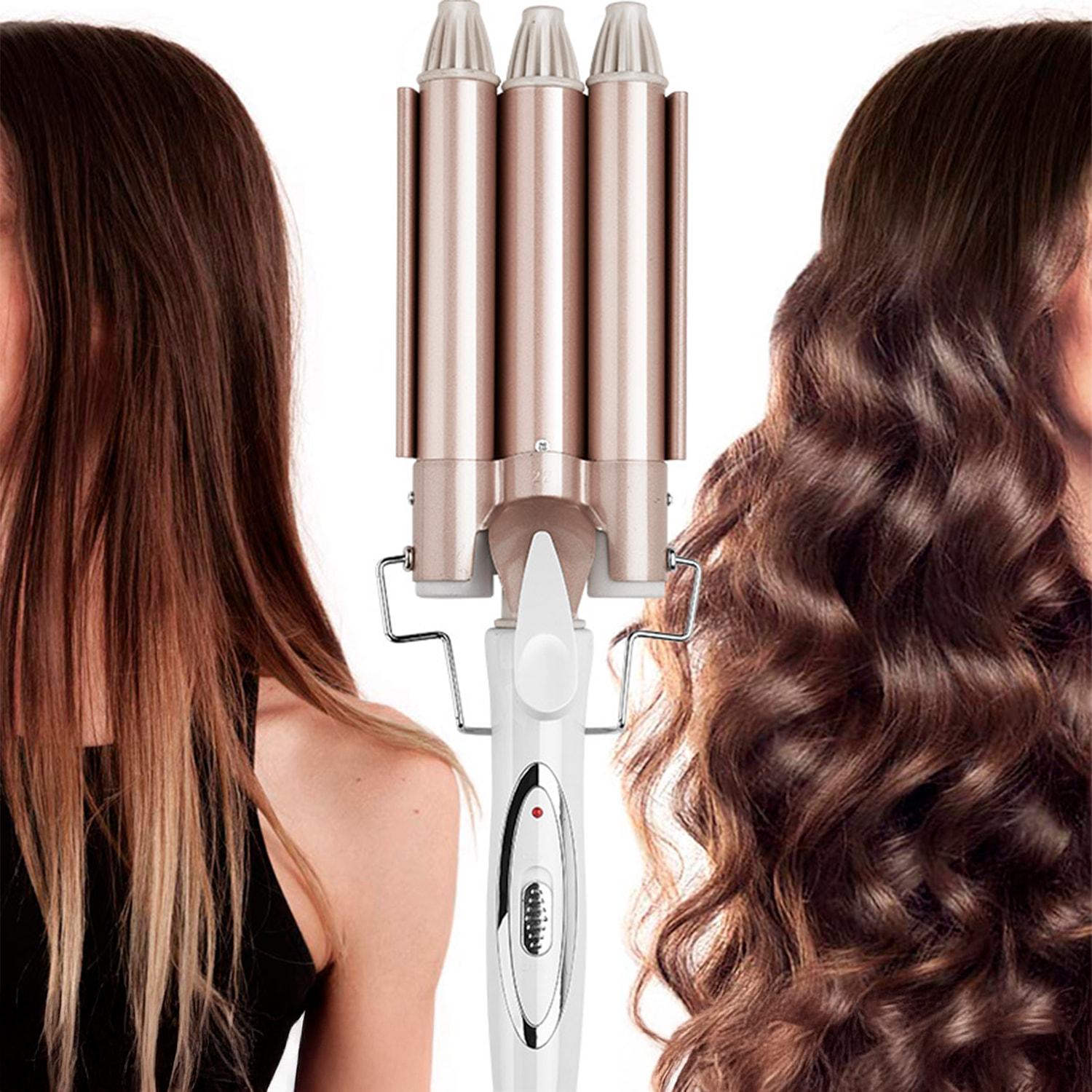 Moldeador de pelo de 3 tubos KJ-09. 45W. Temperatura de 170 a 220 grados.