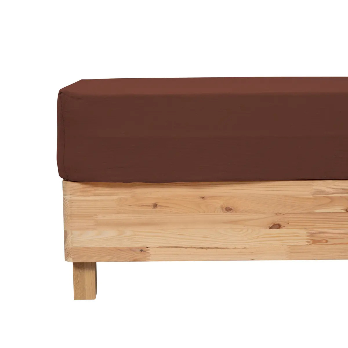 Drap housse "Flora" gaze de coton marron 160x200cm