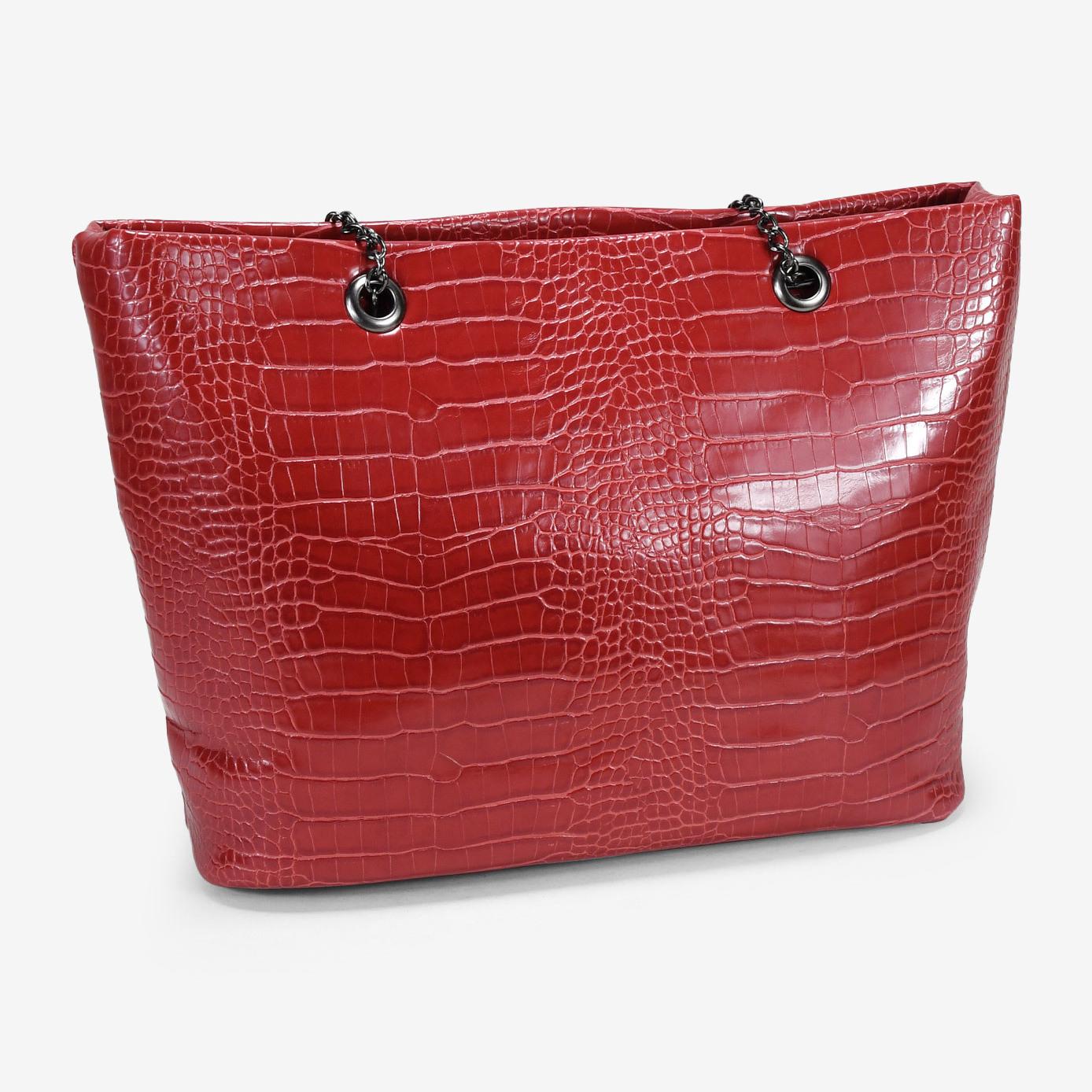 Bolso shopper rojo efecto coco para portátil