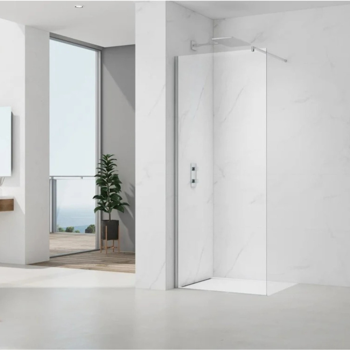 Project paroi de douche à l'italienne 120 cm avec accessoires de montage, chrome brillant (SATBWIPRO120)