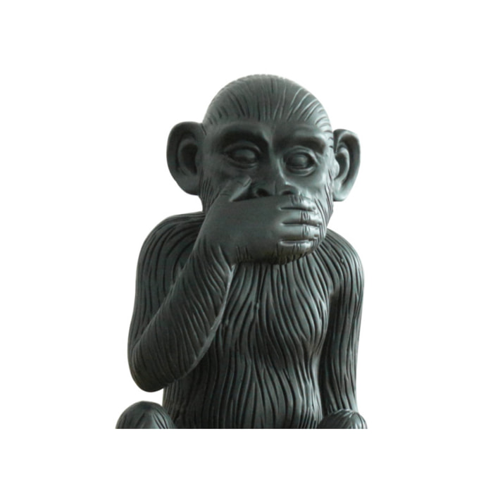 Statue singe en résine noir mat H39cm - IWAZARU