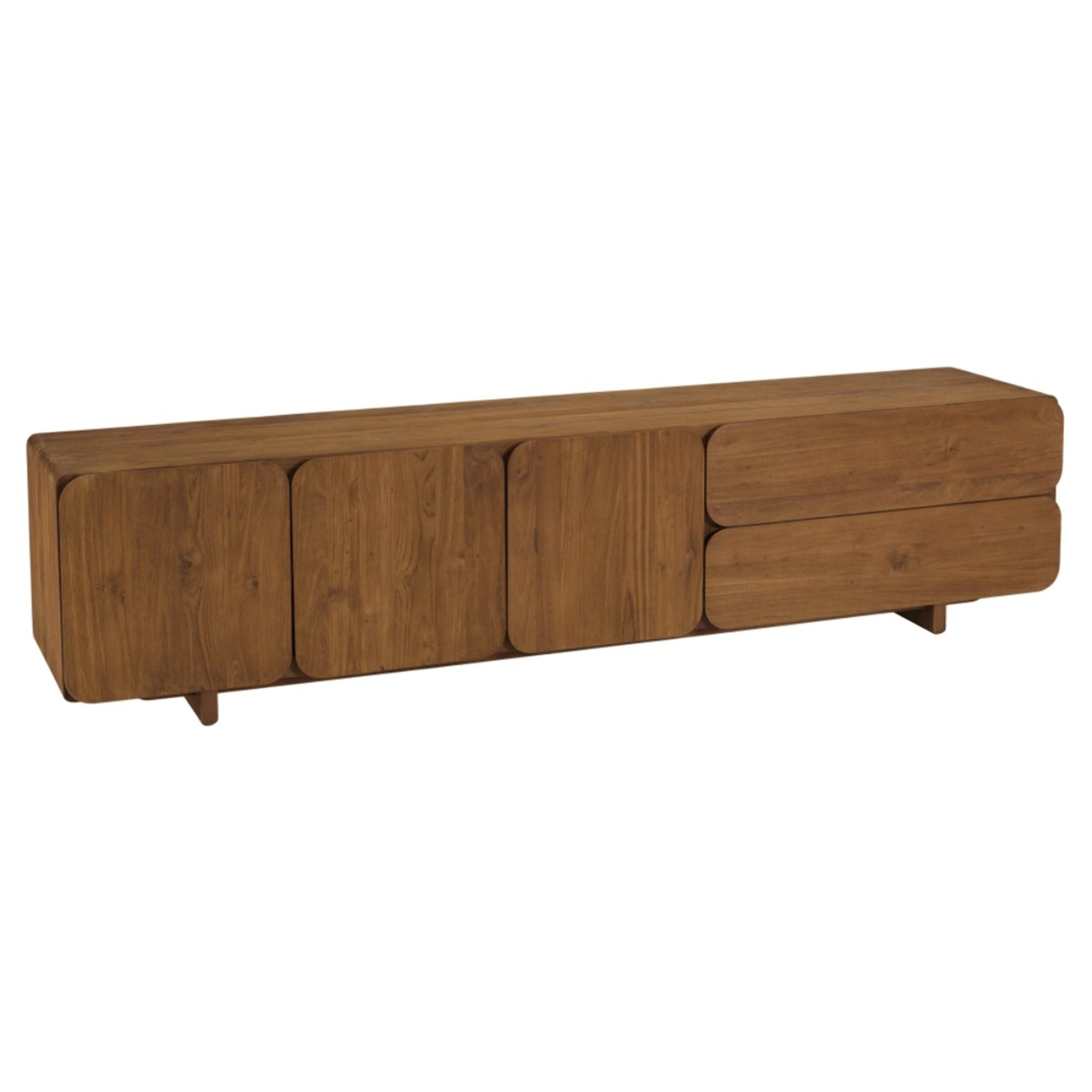 SIXTINE - Buffet 3 portes 2 tiroirs 200x48cm en bois de teck recyclé