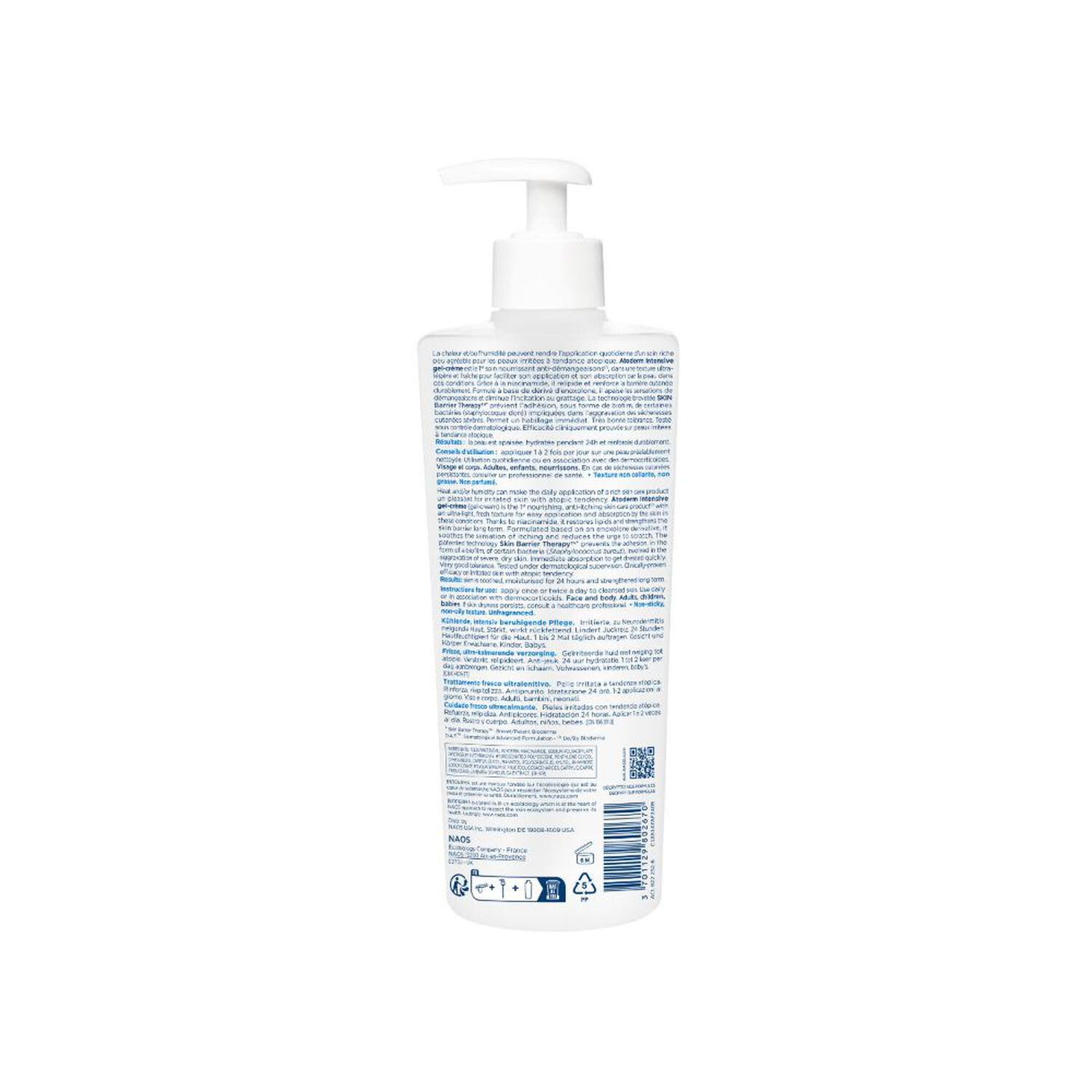 Atoderm Intensive Gel-Crème - Soin Frais Ultra-Apaisant Peaux sensibles