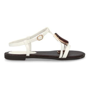 Sandalia plana mujer elegante con adorno de piedra