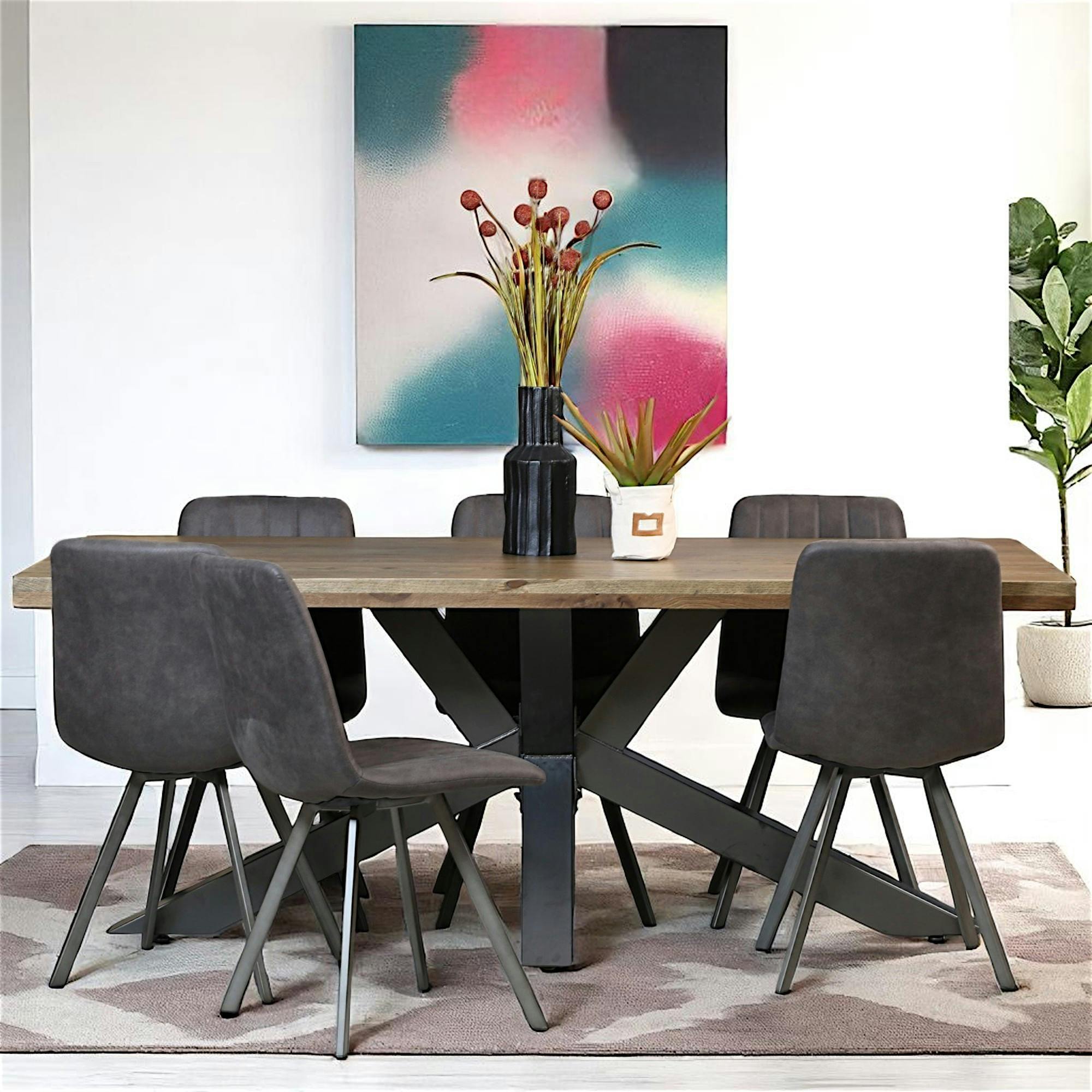 Table pied central en chêne 200 cm HUDSON