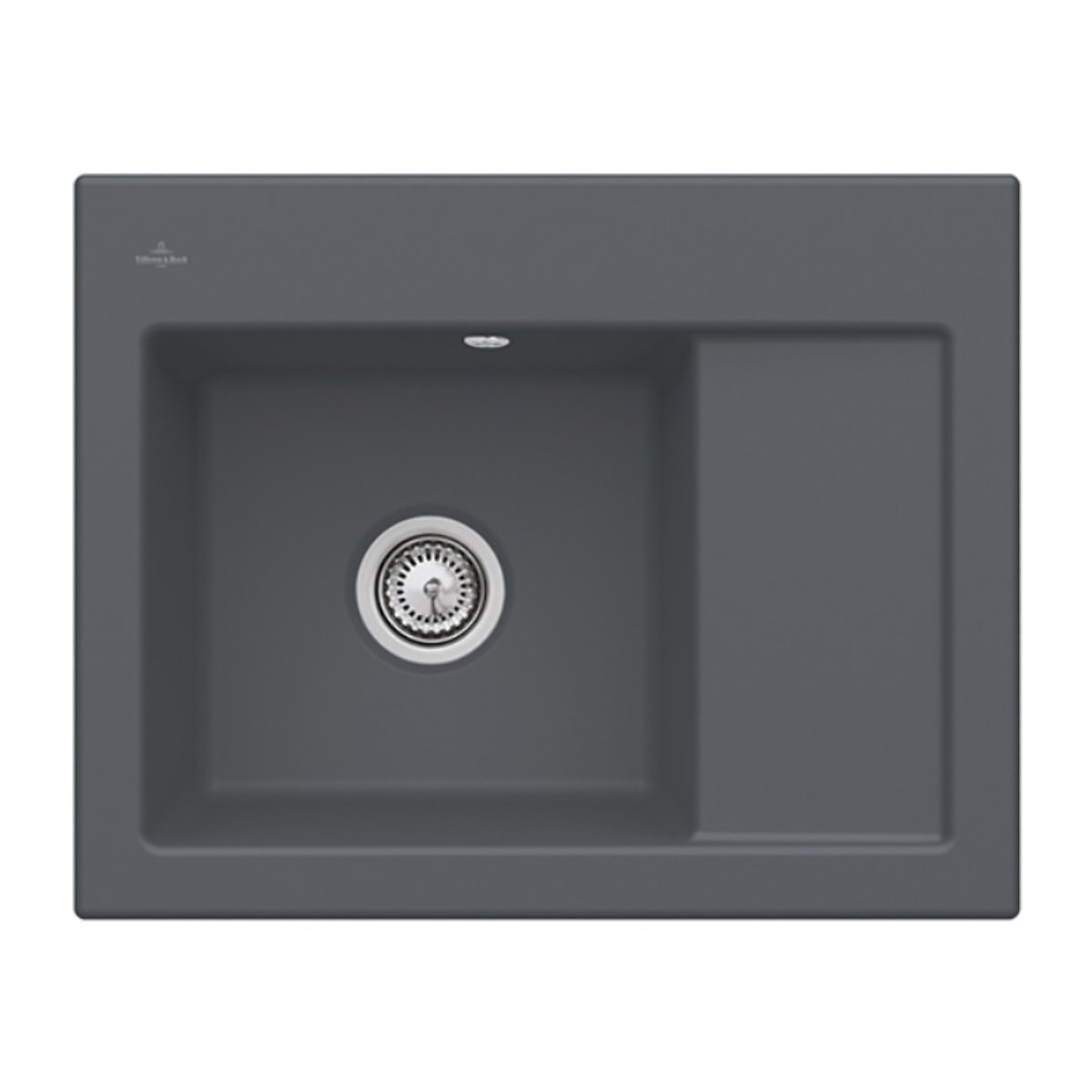 Evier 1 bac Subway 45 Compact 65 x 51 cm egouttoir a droite Graphite CeramicPlus avec vidage automatique