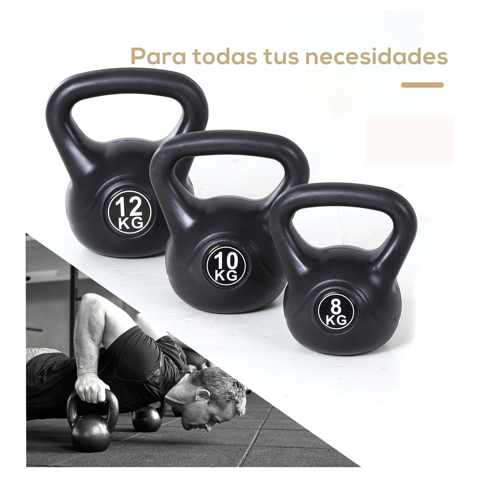 Pesa Rusa de 12 kg Kettlebell de Fiteness Relleno de Arena con Mango Ancho Antideslizante para Ejercicios y Entrenamiento en Casa y Gimnasio 27x21x31 cm Negro