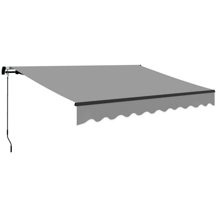 Toldo Manual Retráctil 360x220 cm Toldo para Balcón con Manivela de Aluminio 3 Brazos y Protección UV30+ Toldo Enrollable de Exterior para Jardín Terraza Ventanas Gris